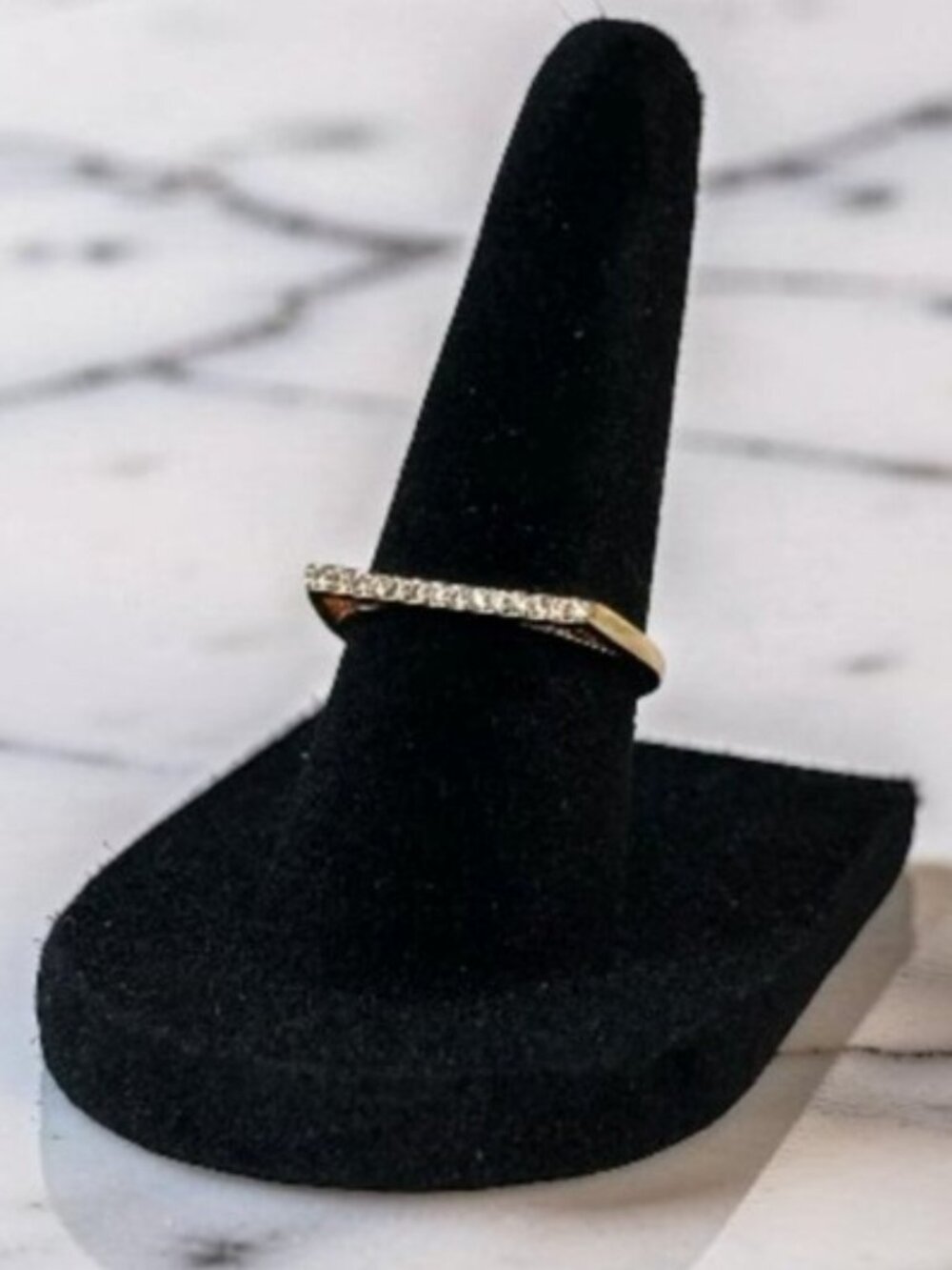Geometric Cubic Zirconia Flat Bar Ring 5.75